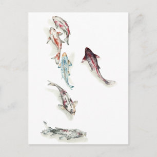 Vattencolor Koi Fish Vykort