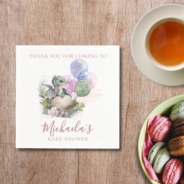 Vattencolor Little Dragon Baby Shower Tack Pappersservett (Skapare uppladdad)