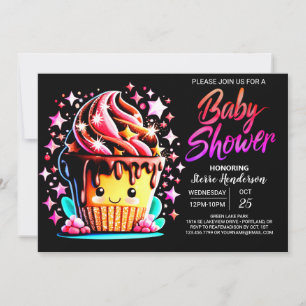 Vattencolor Little Muffin Girl Baby Shower Inbjudningar