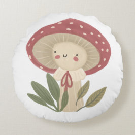 Vattencolor Little Mushroom Cute Rund Kudde