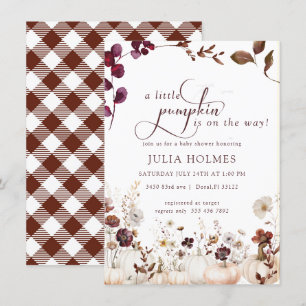 Vattencolor Little Pumpkin   Fall Baby Shower Inbjudningar