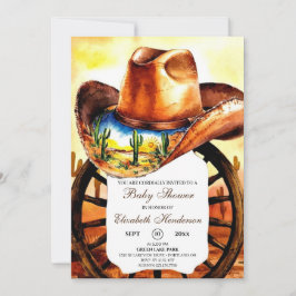 Vattencolor Little Rodeo Cowboy Baby Shower Inbjudningar