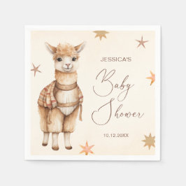 Vattencolor Llama Boho Beige Baby Shower Pappersservett