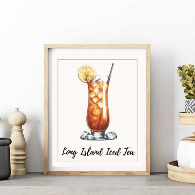 Vattencolor Long Island Iced Tea Cocktail Poster (Skapare uppladdad)