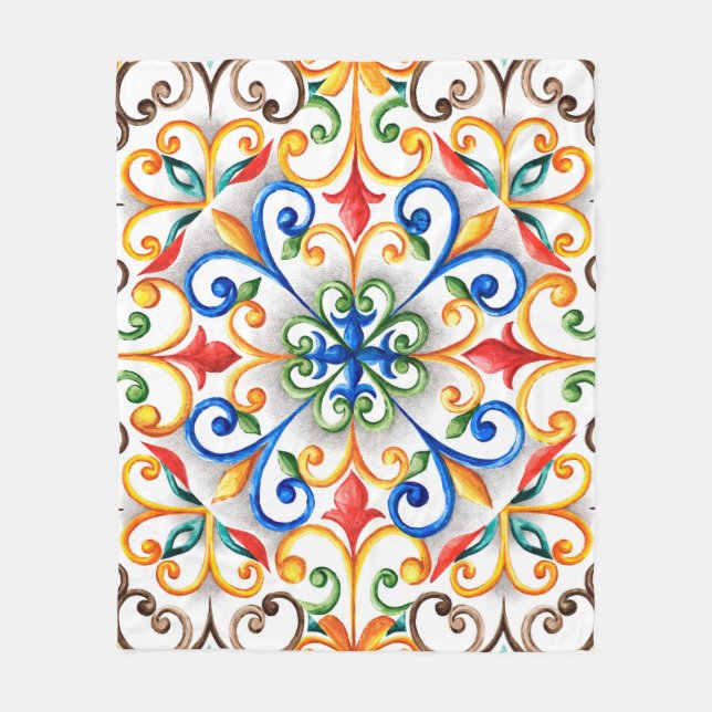 Vattencolor majolica ornament fleecefilt (Framsidan)