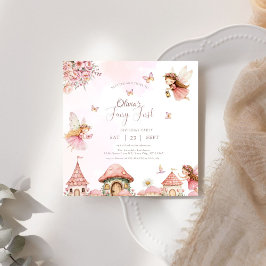 Vattencolor Mushroom Fairy 1st Birthday Forest Inbjudningar