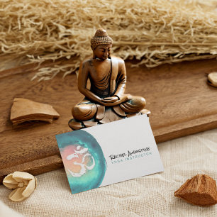 Vattencolor Om Symbol Yoga Meditation Instructor Visitkort