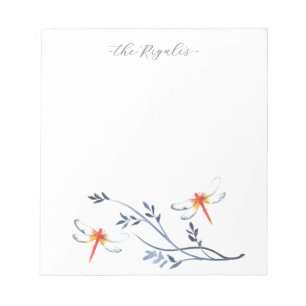 Vattencolor Red Dragonfly Personlig Stationery Anteckningsblock