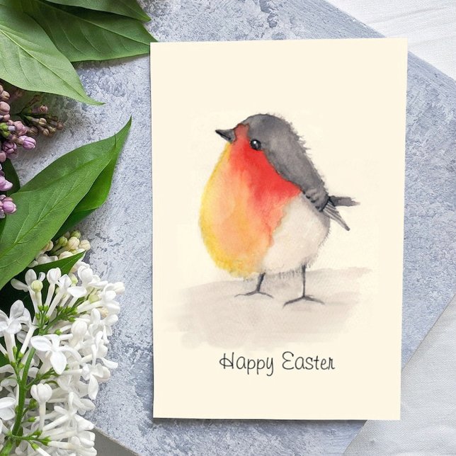 Vattencolor Robin Påsk Card Kort (Skapare uppladdad)