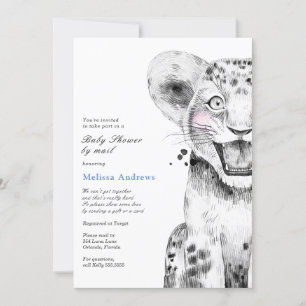 Vattencolor Safari Lejon Unge Baby Shower by Mail Inbjudningar