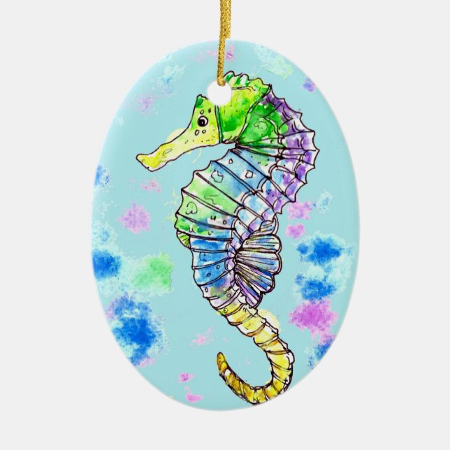 Vattencolor Seahorse Julgransprydnad Keramik (Framsidan)