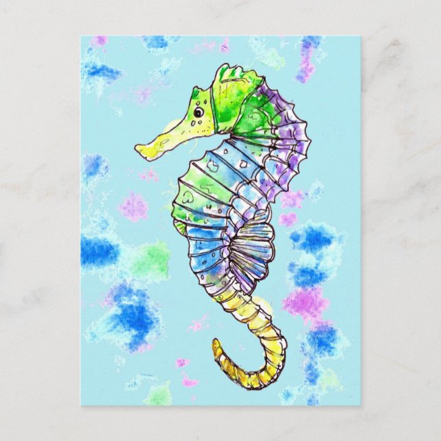 Vattencolor Seahorse Vykort (Framsida)