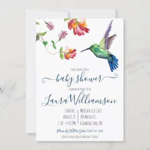 Vattencolor Summer Hummingbird Baby Shower Inbjudningar