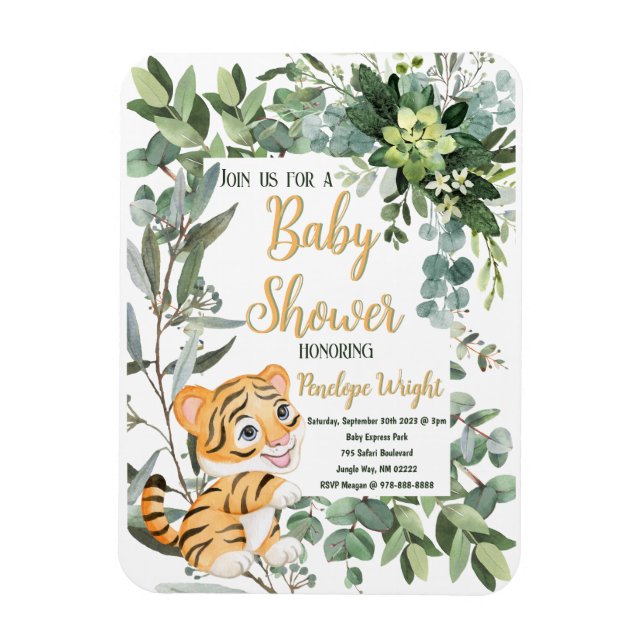 Vattencolor Tiger Safari Jungle Löv Baby Shower Magnet (Vertikal)