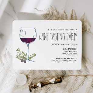 Vattencolor Vino Vin Tsting Party Inbjudningar