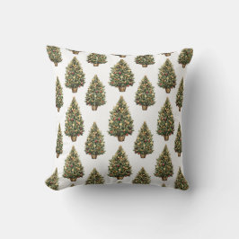 Vattencolor Vintage jul Träd White Helgdag Kudde