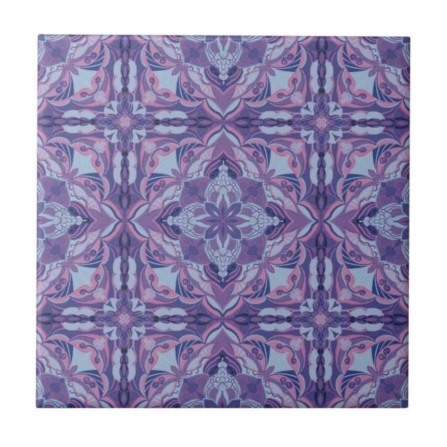 Vattencolor Violet Azulejo Spansk Tile Kakelplatta (Framsidan)