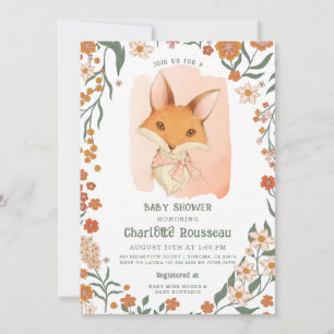 Vattencolor Woodand Fox Rustic Girl Shower Inbjudningar