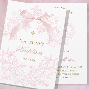 vattendjup rosa vapensköld liten bog Baptism Inbjudningar