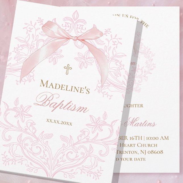 vattendjup rosa vapensköld liten bog Baptism Inbjudningar (Skapare uppladdad)