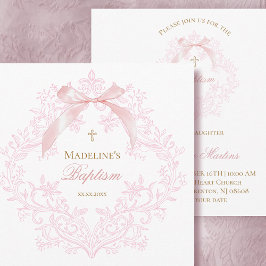 vattendjupet rosa vapensköld liten båge | Baptism Inbjudningar