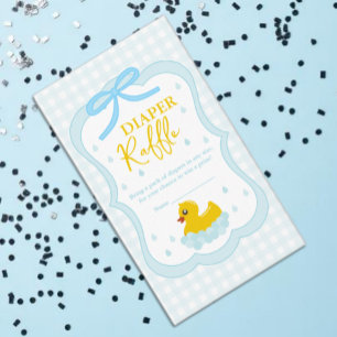 Vattendroppar Gingham Baby Shower Blöja Lotteri Tilläggskort