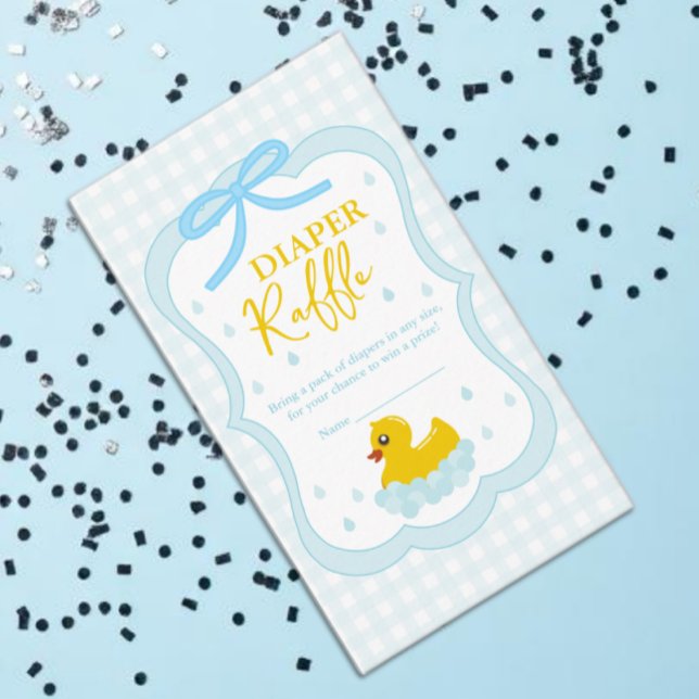 Vattendroppar Gingham Baby Shower Blöja Lotteri Tilläggskort (Skapare uppladdad)