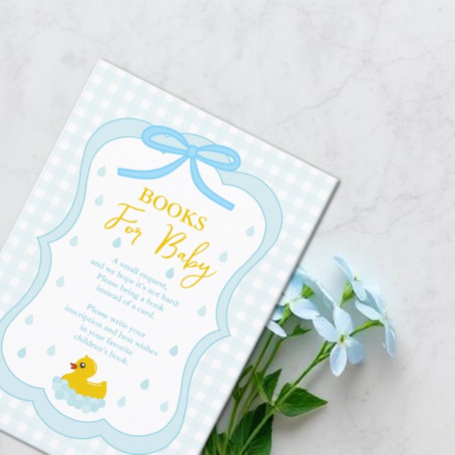 Vattendroppar Gingham Baby Shower Böcker För Bebis Tilläggskort (Skapare uppladdad)