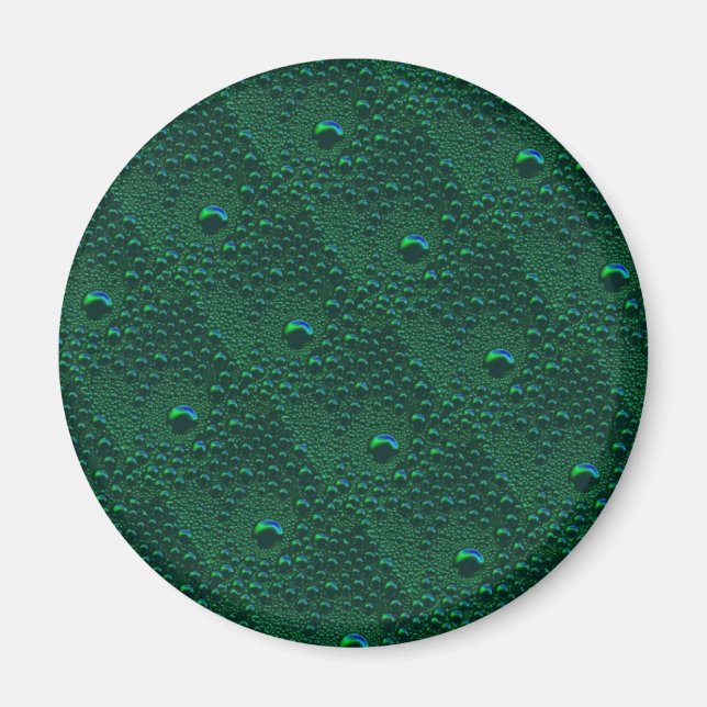 Vattendroppar på grön metall magnet (Framsidan)