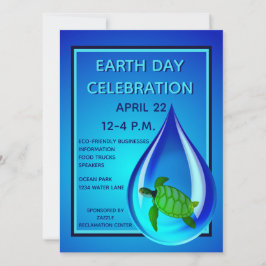 Vattendroppe och havssköldpadda inbjudningar