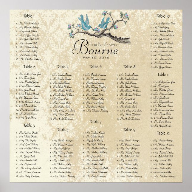 Vattenfåglar och Rosa fåglar på gren-sätesschemat Poster (Framsidan)