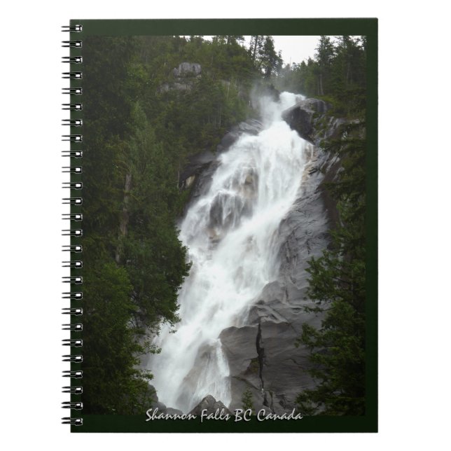 Vattenfall Anteckningsbok Shannon Falls BC Souveni Med Spiral (Framsidan)