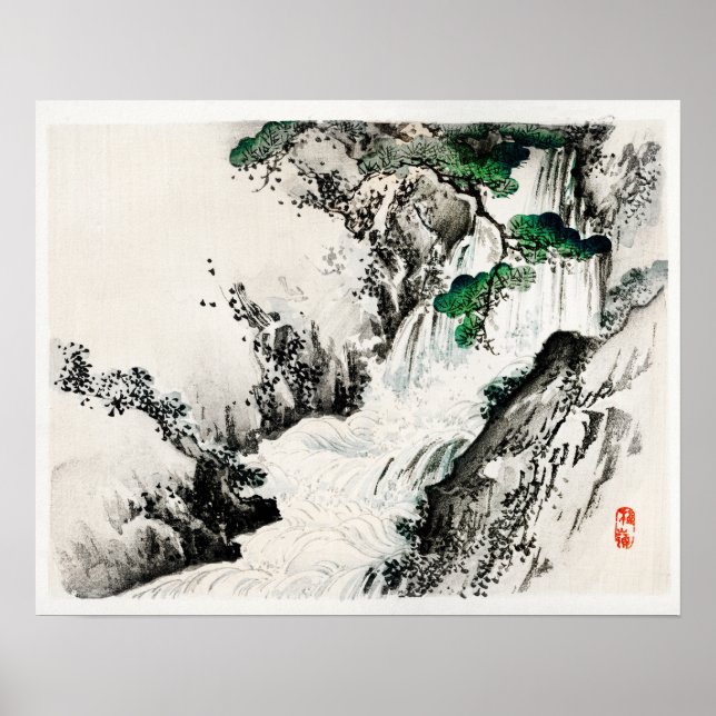 Vattenfall av Kōno Bairei (1844-1895) Poster (Framsidan)