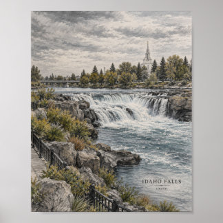 Vattenfall Berg Landskapsaffisch | Dramatisk natur Poster