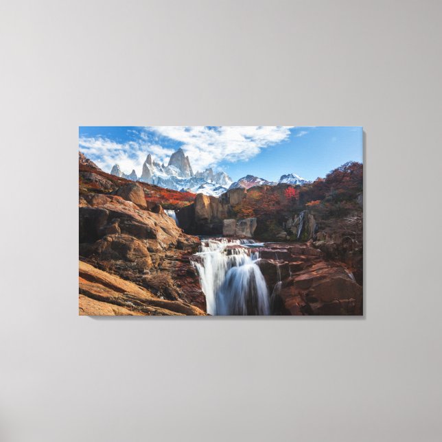 Vattenfall | Fitz Roy Mountain, Argentina Canvastryck (Framsida)