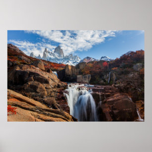 Vattenfall Fitz Roy Mountain, Argentina Poster