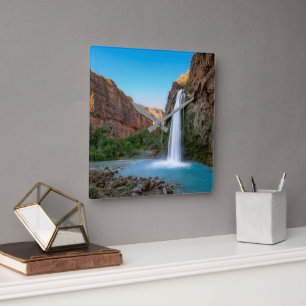 Vattenfall Havasu Falls vid Sunset Fyrkantig Klocka