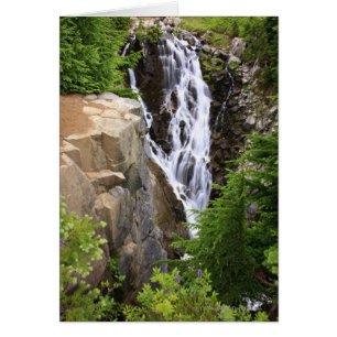 Vattenfall i berget Rainiers nationalpark Hälsningskort