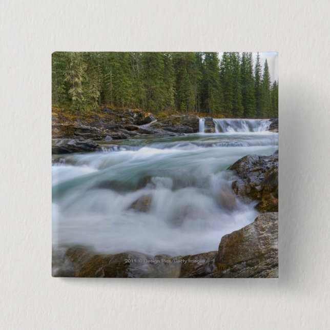 Vattenfall i fårfloden i rocky mountains knapp (Framsida)