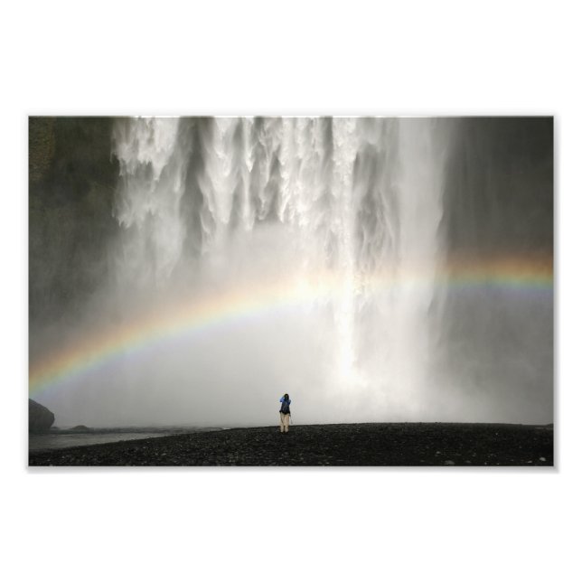Vattenfall i Island med regnbågsfoto Fototryck (Framsidan)