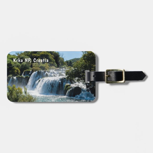 Vattenfall i Krka nationalpark - Dalmatien, Kroati Bagagebricka (Horisontell Framsida)