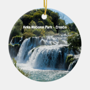Vattenfall i Krka nationalpark - Dalmatien, Kroati Julgransprydnad Keramik