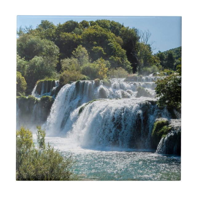 Vattenfall i Krka nationalpark - Dalmatien, Kroati Kakelplatta (Framsidan)