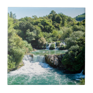 Vattenfall i Krka nationalpark - Dalmatien, Kroati Kakelplatta