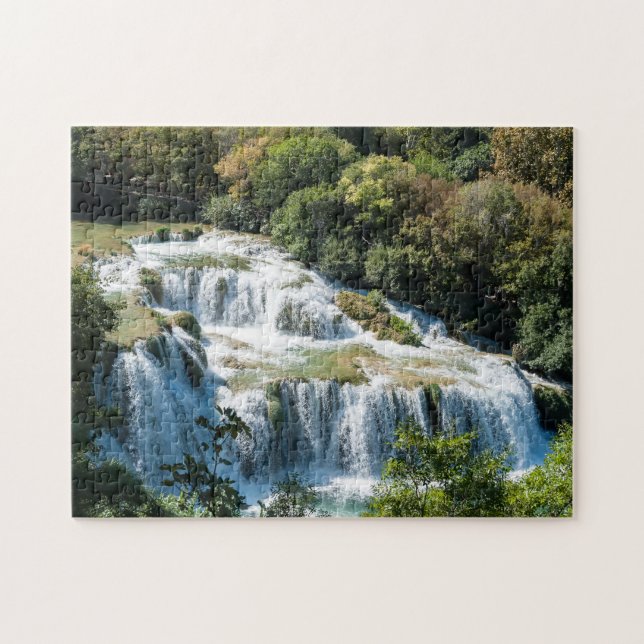 Vattenfall i Krka nationalpark - Dalmatien, Kroati Pussel (Horisontell)