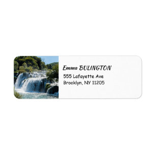 Vattenfall i Krka nationalpark - Dalmatien, Kroati Returadress Etikett