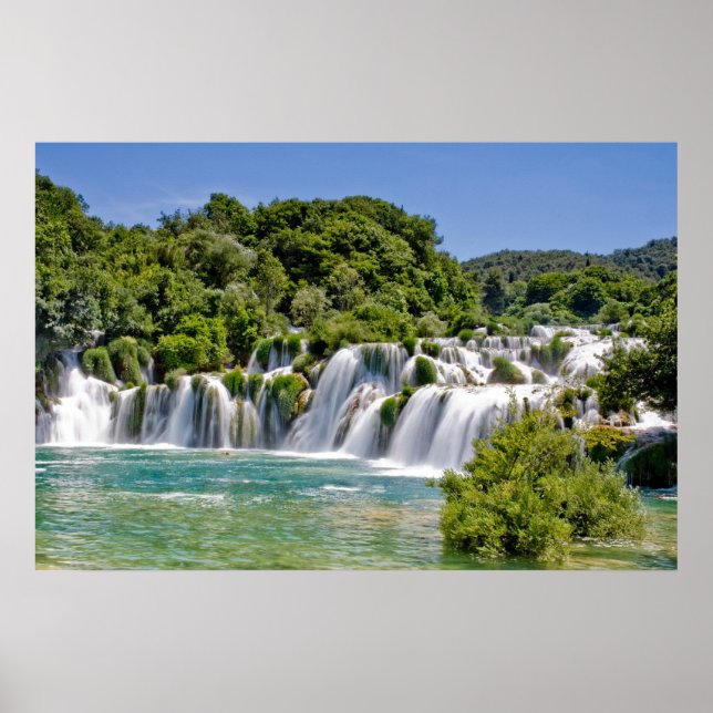 Vattenfall i Krka nationalpark i Kroatien Europa Poster (Framsidan)