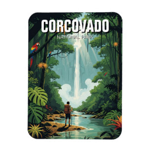 Vattenfall i nationalparken Costa Rica Corcovado Magnet