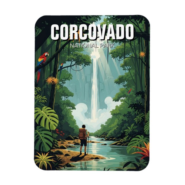 Vattenfall i nationalparken Costa Rica Corcovado Magnet (Vertikal)