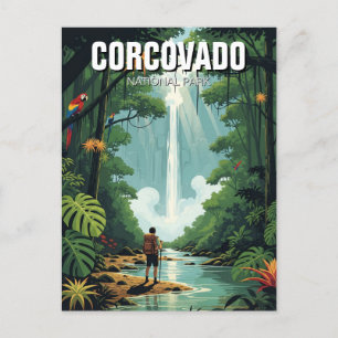 Vattenfall i nationalparken Costa Rica Corcovado Vykort